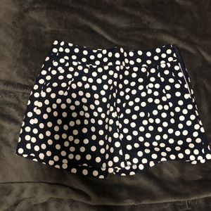 J Crew navy & white polka dot high waisted shorts